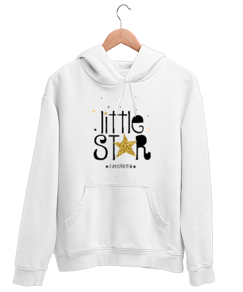 Tisho - Little Star - Küçük Yıldız Beyaz Unisex Kapşonlu Sweatshirt