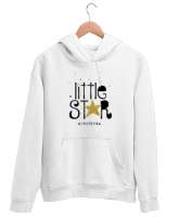 Little Star - Küçük Yıldız Beyaz Unisex Kapşonlu Sweatshirt - Thumbnail