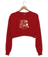 Little Star - Küçük Yıldız Kırmızı Kadın Crop Sweatshirt - Thumbnail