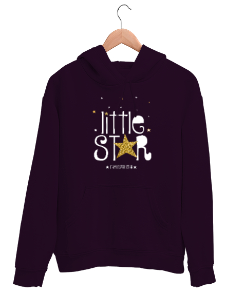 Tisho - Little Star - Küçük Yıldız Koyu Mor Unisex Kapşonlu Sweatshirt