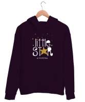 Little Star - Küçük Yıldız Koyu Mor Unisex Kapşonlu Sweatshirt - Thumbnail