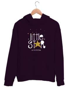 Little Star - Küçük Yıldız Koyu Mor Unisex Kapşonlu Sweatshirt