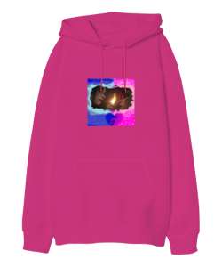 lol jinx and vi Fuşya Oversize Unisex Kapüşonlu Sweatshirt