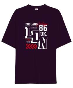 Londra - London Koyu Mor Oversize Unisex Tişört