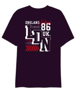 Londra - London Koyu Mor Oversize Unisex Tişört