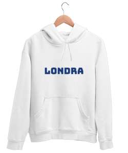 Londraa Beyaz Unisex Kapşonlu Sweatshirt