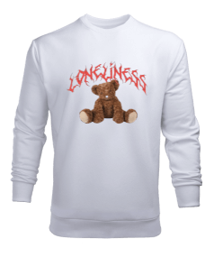 Loneliness Bear Tasarım Baskılı Erkek Sweatshirt