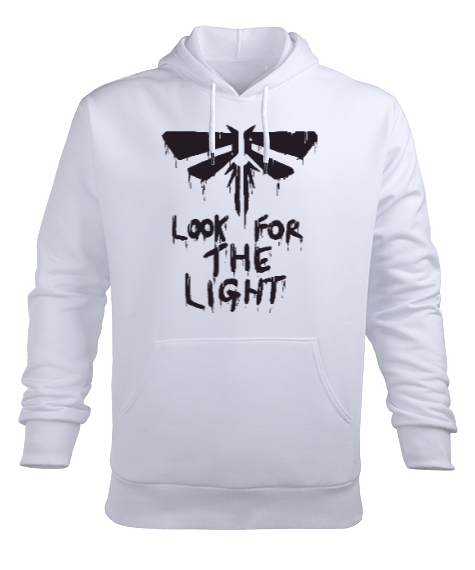 Look for The Light Beyaz Erkek Kapüşonlu Hoodie Sweatshirt