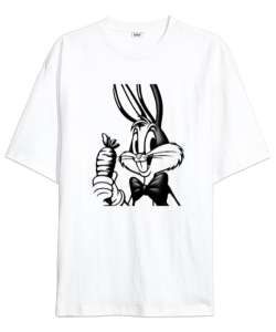 Looney Tunes Bugs Bunny Beyaz Oversize Unisex Tişört