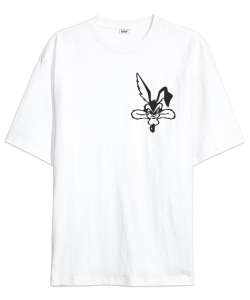 Looney Tunes Coyote Beyaz Oversize Unisex Tişört