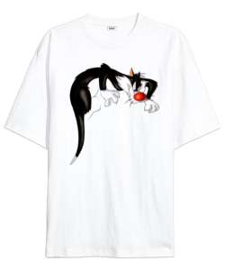 Looney Tunes Sylvester Beyaz Oversize Unisex Tişört