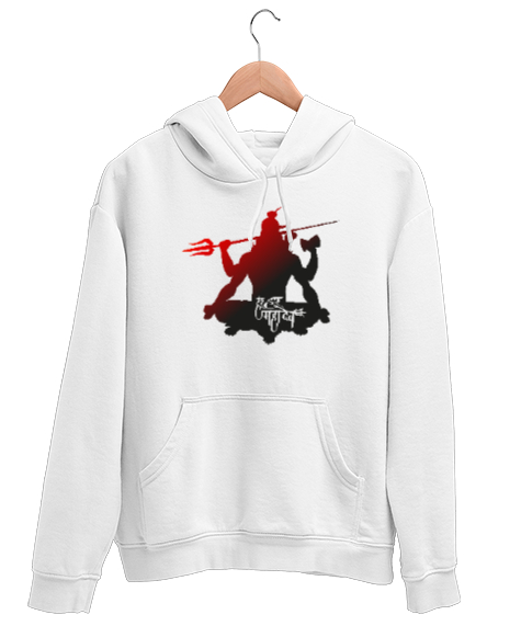 Tisho - Lord Shiva - Hinduizm Beyaz Unisex Kapşonlu Sweatshirt