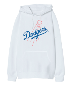 Los Angeles Dodgers Baskılı Oversize Unisex Kapüşonlu Sweatshirt