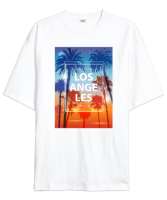 Los Angeles Dreaming Beyaz Oversize Unisex Tişört - Thumbnail