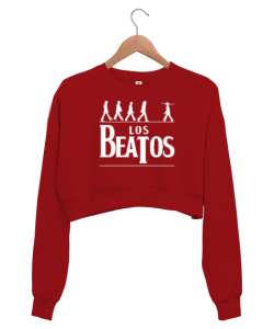 Los Beatos Kırmızı Kadın Crop Sweatshirt