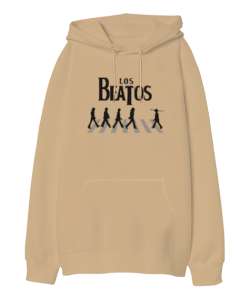 Los Beatos V2 Camel Oversize Unisex Kapüşonlu Sweatshirt