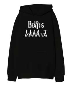 Los Beatos V2 Siyah Oversize Unisex Kapüşonlu Sweatshirt