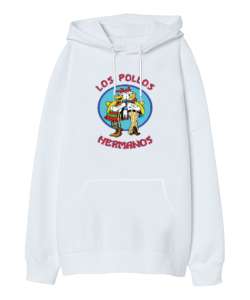 Los Pollos Hermanos - Better Call Breaking Bad Beyaz Oversize Unisex Kapüşonlu Sweatshirt