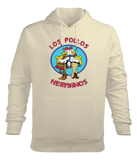 Los Pollos Hermanos, Breaking Bad Baskılı Krem Erkek Kapüşonlu Hoodie Sweatshirt