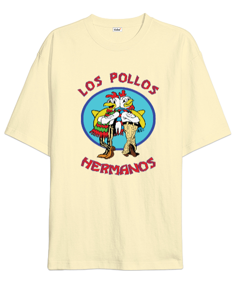 Los Pollos Hermanos, Breaking Bad Baskılı Krem Oversize Unisex Tişört