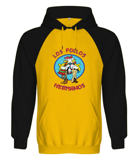 Los Pollos Hermanos, Breaking Bad Baskılı Sarı/Siyah Orjinal Reglan Hoodie Unisex Sweatshirt