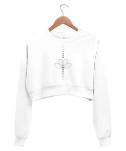 Lotus Beyaz Kadın Crop Sweatshirt