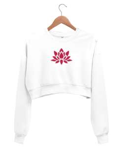 LOTUS Beyaz Kadın Crop Sweatshirt