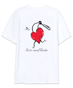 love and hate Oversize Unisex Tişört