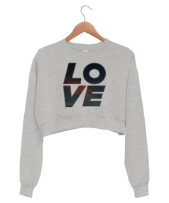 Love baskılı Kadın Crop Sweatshirt