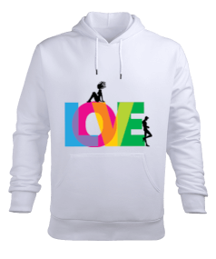 Love baskılı sweatshirt Erkek Kapüşonlu Hoodie Sweatshirt