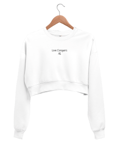 Love Conquers All Kadın Crop Sweatshirt