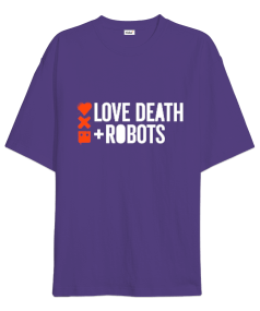 Love Death Robots Baskılı Mor Renk Oversize Unisex Tişört