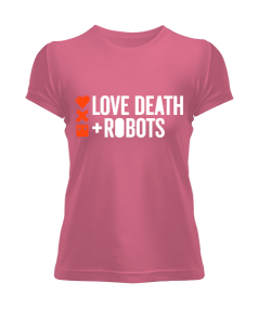 Love Death Robots Baskılı Pembe Kadın Tişört
