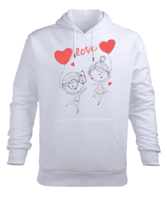 love Erkek Kapüşonlu Hoodie Sweatshirt