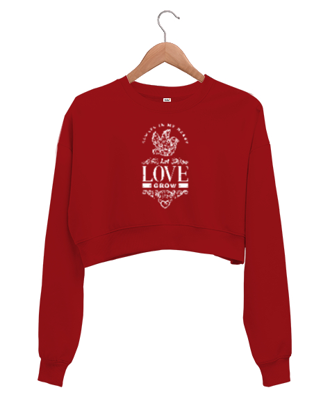 Love Grow Kırmızı Kadın Crop Sweatshirt