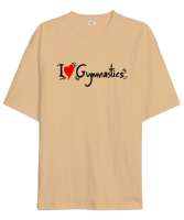 Love Gymnastics - Jimnastik Seviyorum Camel Oversize Unisex Tişört - Thumbnail