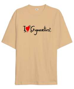 Love Gymnastics - Jimnastik Seviyorum Camel Oversize Unisex Tişört