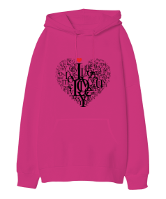 Love Heart Oversize Unisex Kapüşonlu Sweatshirt