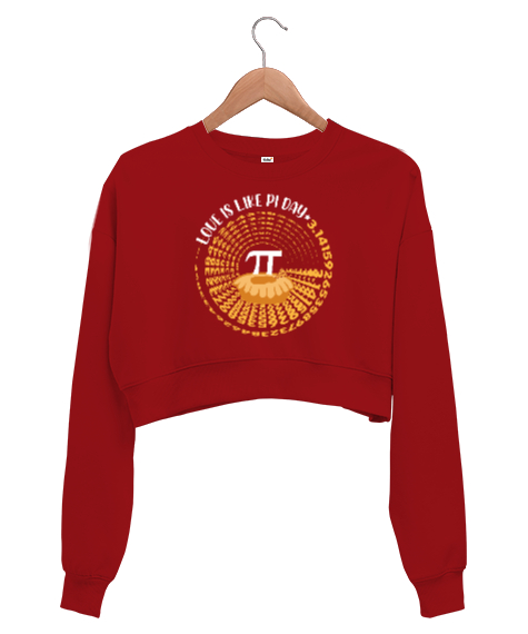 Love Is Like Pi Day Kırmızı Kadın Crop Sweatshirt