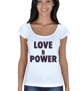 love is power Kadın Açık Yaka