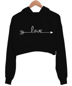 Love Kadın Crop Hoodie Kapüşonlu Sweatshirt