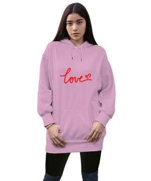 Love kadın kapişonlu Kadın Uzun Hoodie Kapüşonlu Sweatshirt