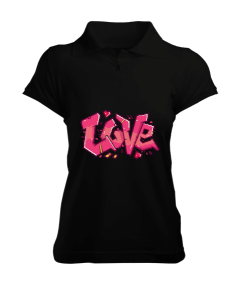 love kadın polo yaka t-shirt Kadın Polo Yaka Tişört