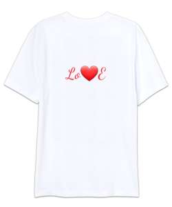 Love kalp el detaylı Beyaz Oversize Unisex Tişört