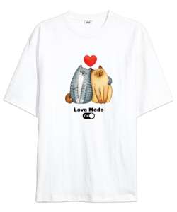 Love Mode Beyaz Oversize Unisex Tişört