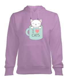 LOVE MY CAT I LOVE CATS HOODIE KADIN LOVE MY CAT KEDİ KAPŞONLU SWEAT HAYVAN SEVGİSİ Kadın Kapşonlu Hoodie Sweatshirt