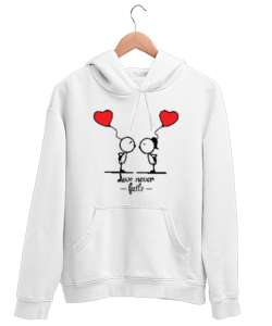 LOVE NEVER FAİLS Beyaz Unisex Kapşonlu Sweatshirt