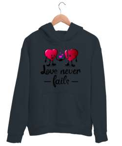 LOVE NEVER FAİLS Füme Unisex Kapşonlu Sweatshirt