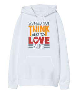 Love Quotes Beyaz Oversize Unisex Kapüşonlu Sweatshirt