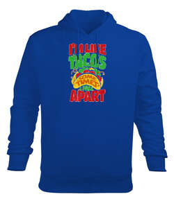 love tacos Saks Mavi Erkek Kapüşonlu Hoodie Sweatshirt